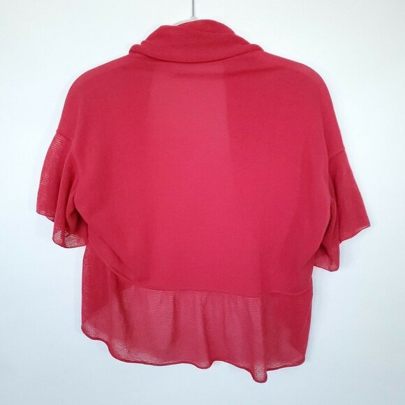 Moschino Cheap And Chic Knit Crochet Open Cropped Cardigan Women Medium Red/Pink - Picture 2 of 12